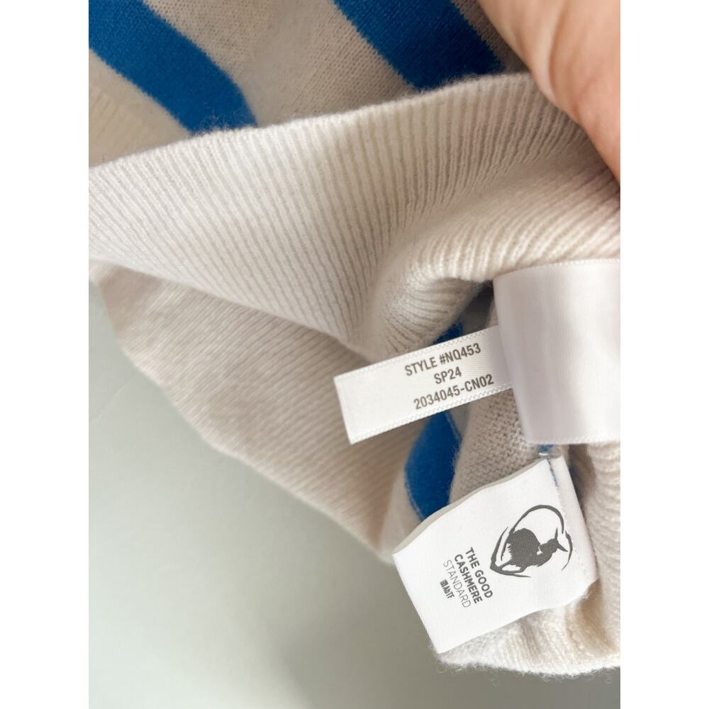 Madewell | NWT (Re)sponsible Cashmere Oversized Sweater hthr blue sky stripe XXS - Picture 7 of 8